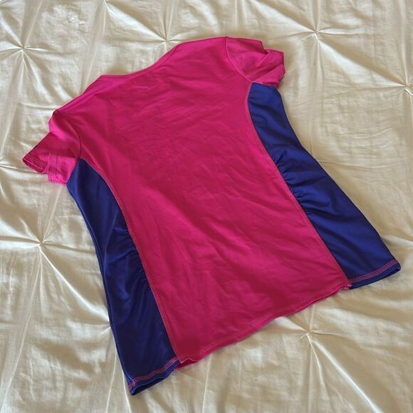 Lot of 2 New Balance Dry Girls' Pink & Blue Semi-Fitted Workout Top Size Large - Picture 7 of 9
